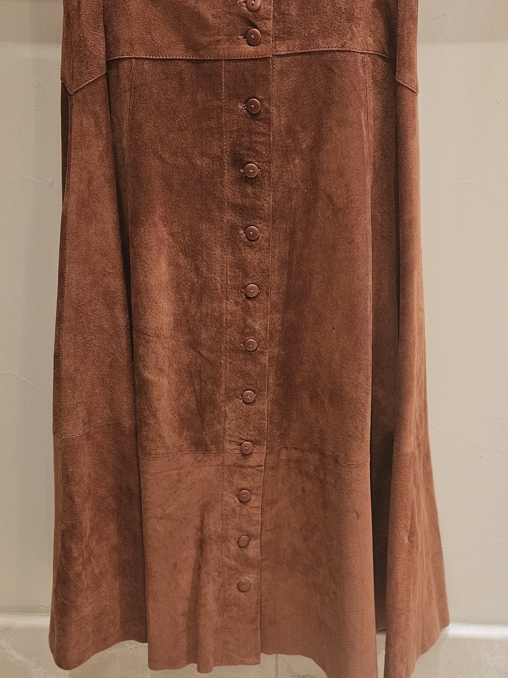 Pia Rucci Genuine Leather Suede Vintage Maxi Skirt